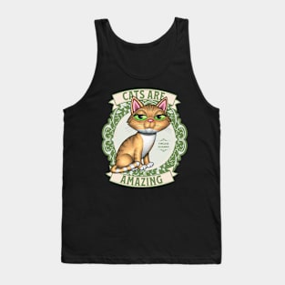 Cute Yellow Tabby Kitty and green wreath Cats are Amazing Tank Top